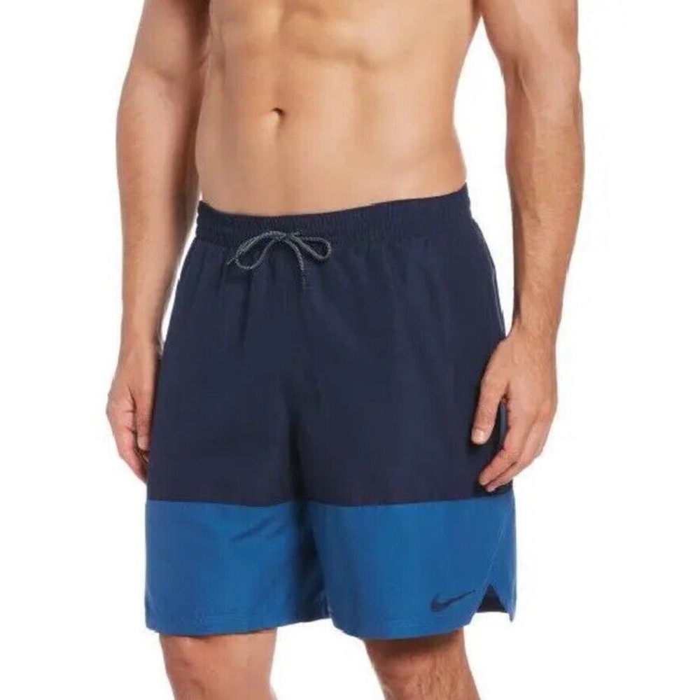 Nike Swim Men's Split Breaker Volley Swim Trunks Dark Marina Blue New Size M